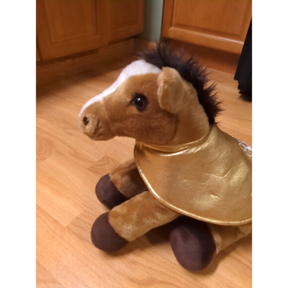 Build A Bear Horse Pony Plush Brown 13" Stuffed Animal Toy Mane Tail Gold Cape - Picture 3 of 10